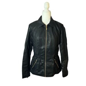 BACCINI women’s faux leather black jacket, size M